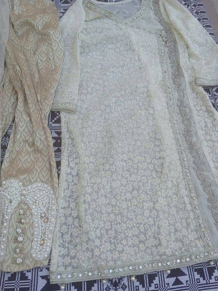 wedding fancy 3pc dress net doptta jama war trouser embroidery 2