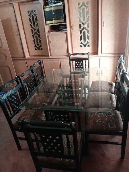 8 chinyoti chairs with glass table (030254/98786) 3