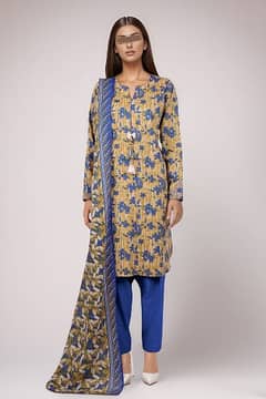 Unstitched Printed Lawn 3 Piece. (Brand saya)