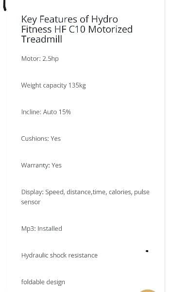 treadmill HF C10 motorized 2.5 HP 7