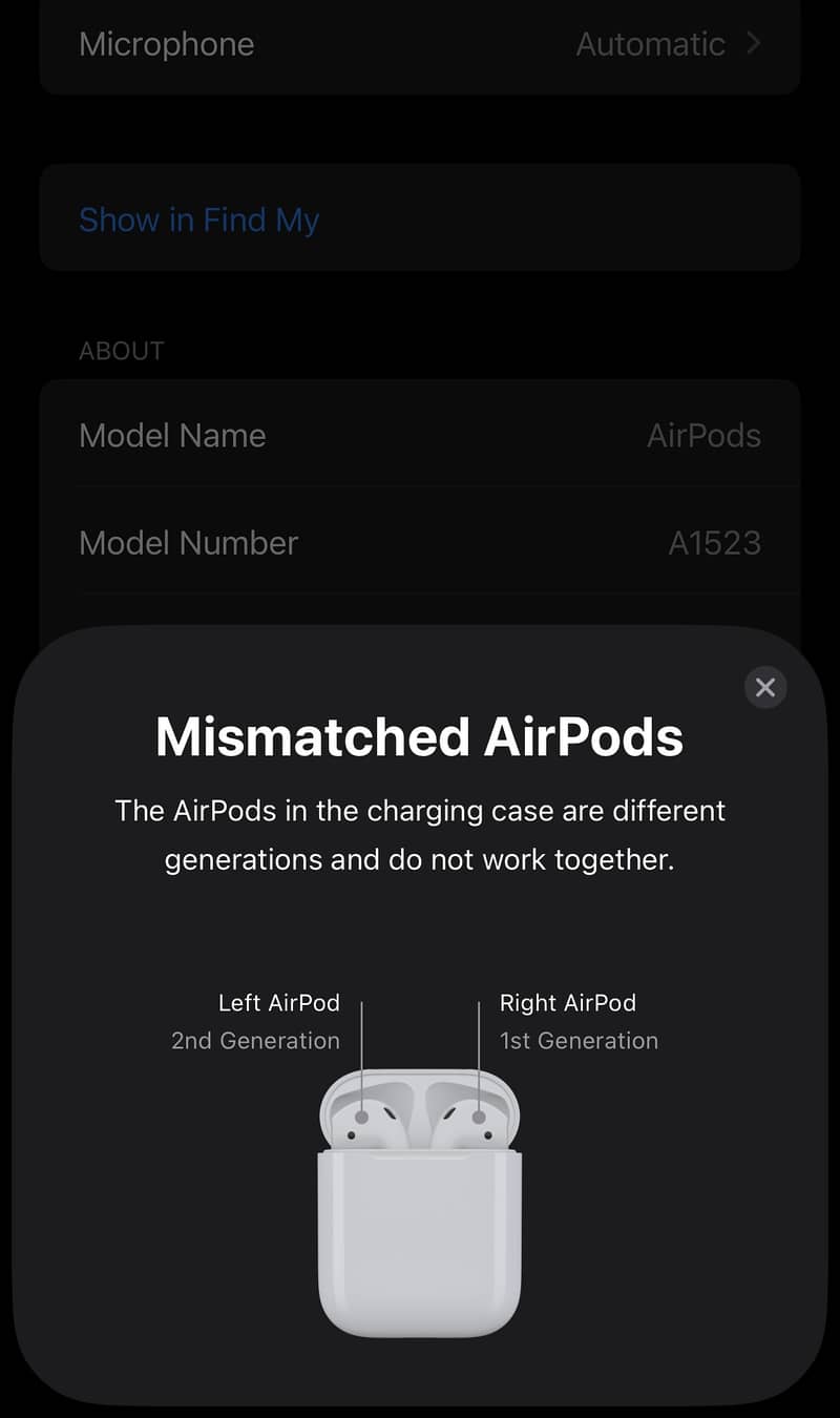 Mismatched right left original earpods 2