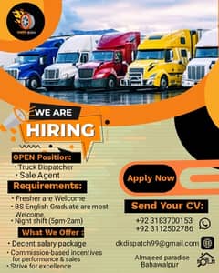 Fresher And Experienced Person Need for Truck Dispatch Campaign