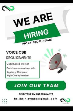 we are looking for Work from home voice agents 0