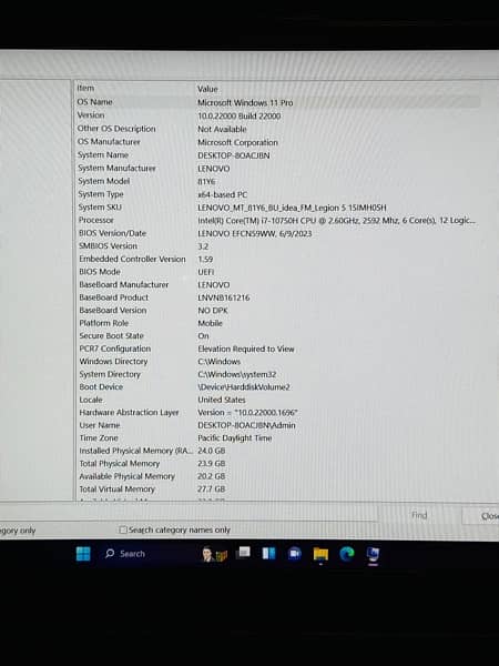 Lenovo legion 5 -15MH05H Type 81y6 8