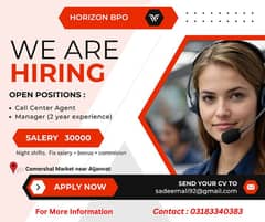 Call Center Agents required