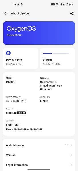 one plus 8pro PTA Approved ha 8+4 ram or 128gb 2