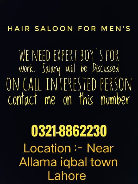 Professional barber need at Hair saloon for men 0