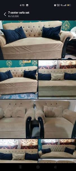 7 Seater velvet sofa set for sale 2