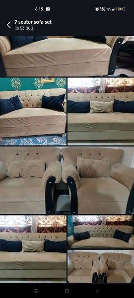 7 Seater velvet sofa set for sale 4