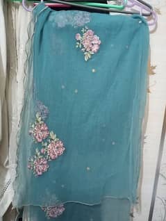 Nishat linen stitch 3 piece luxuary lawn with embroidered net dopatta 0