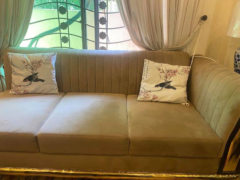 L Shaped Corner Sofa Set Turkish Cream 1