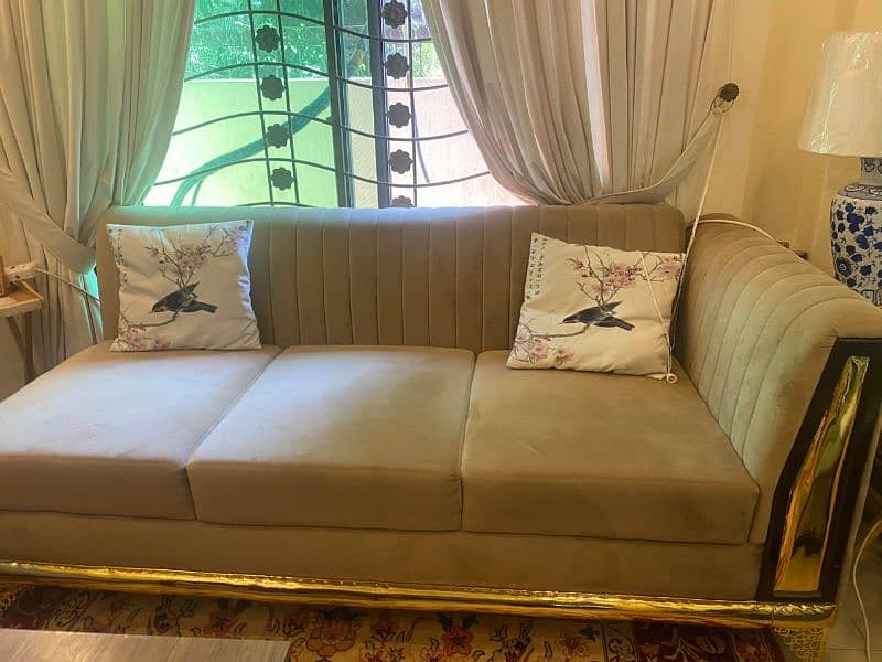 L Shaped Corner Sofa Set Turkish Cream 2