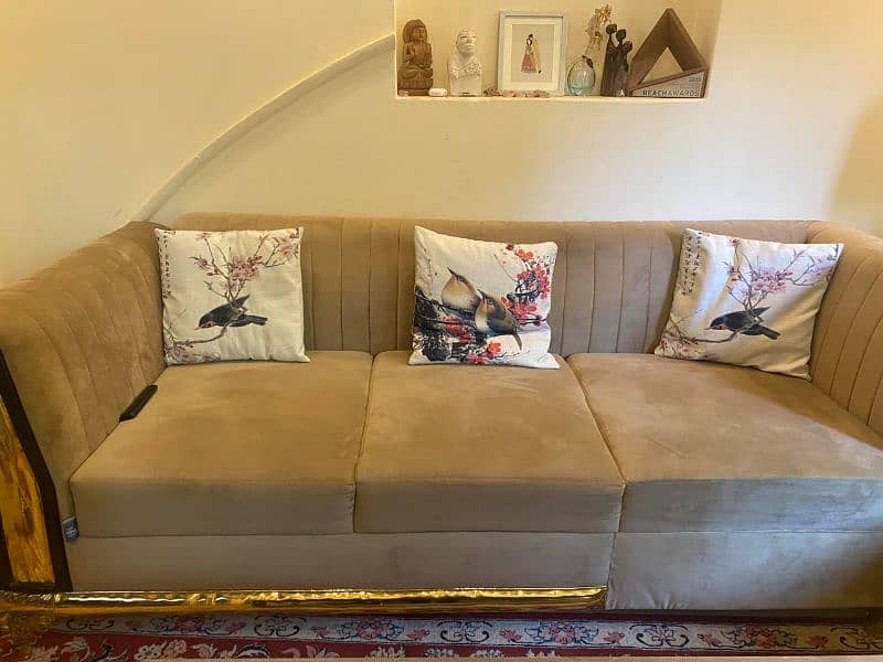 L Shaped Corner Sofa Set Turkish Cream 3