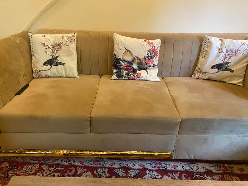 L Shaped Corner Sofa Set Turkish Cream 4