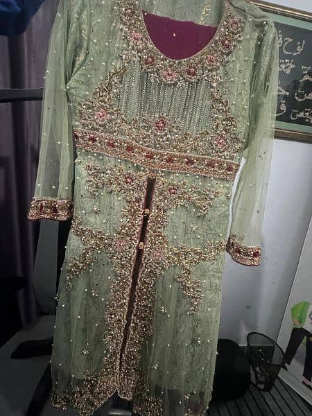 Bridal Embroidered Dress with Mehroon Dupata 0