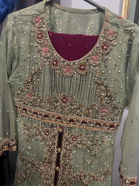 Bridal Embroidered Dress with Mehroon Dupata 1