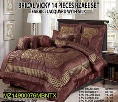 14 PCS bridal Jacquerd silk bed set