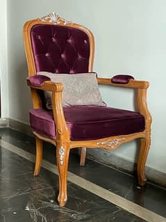 velvet chairs with table