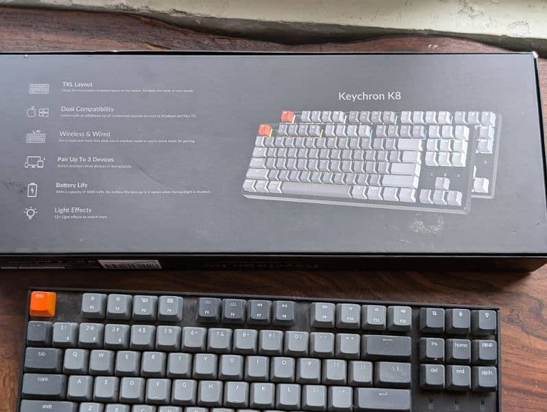 keychron k8 Tenkeyless wireless mechanical keyboard. Bluetooth/wired. 3