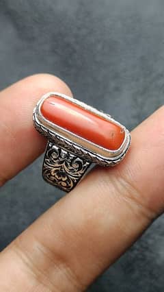 Natural Coral Marjan handmade ring Partash artwork craft beautiful