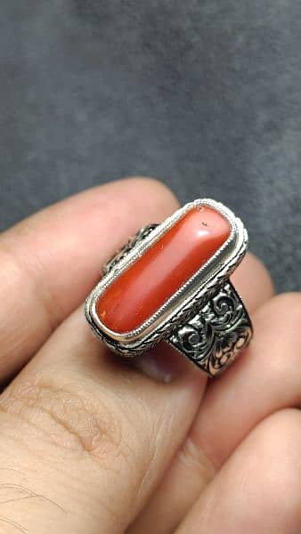 Natural Coral Marjan handmade ring Partash artwork craft beautiful 3