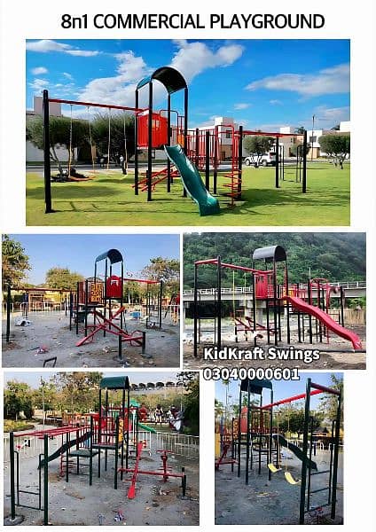 kids Slide/Swings/Kids rides/jhula/Spring rider/jungle gym/gazebo/bar 2