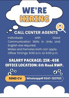 Vacancy for Call center agents