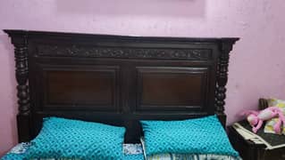 Solid Wood King Size bed with Mattress for sale