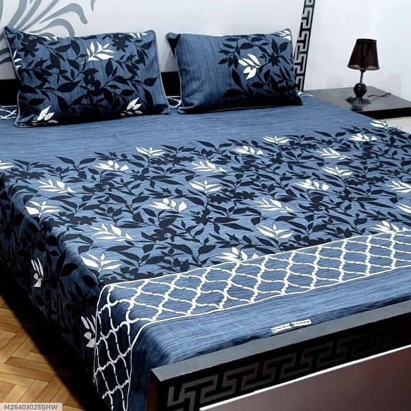 3 piece crystal cotton printed double bedsheet 1