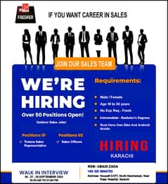 POSITION 1: Trainee Sales  Representative / POSITION 2: Sales Officers