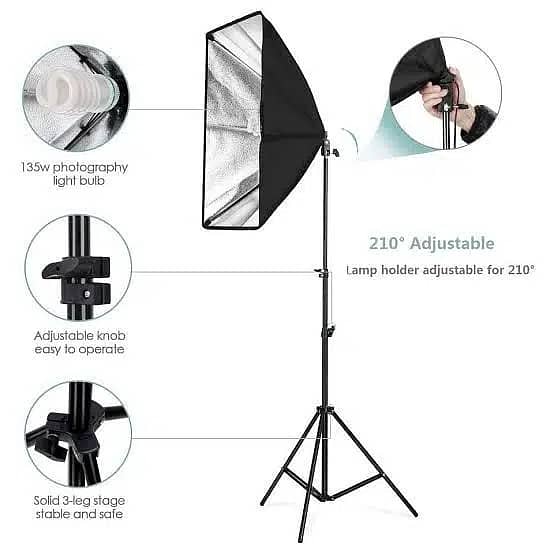 SOFT BOX PAIR (2) FOR VIDEO & PHOTOGRAPHY WITH BULB, TRIPOD & BAG 1