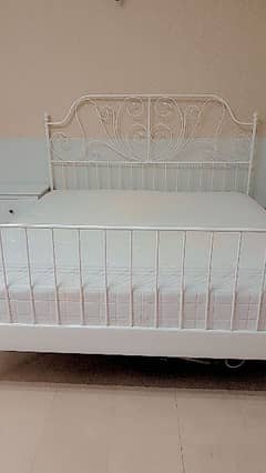 ikea iron frame bed with matress and ne side table