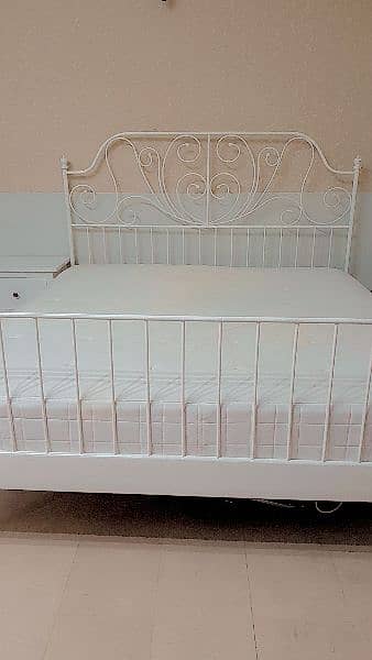 ikea iron frame bed with matress and ne side table 0