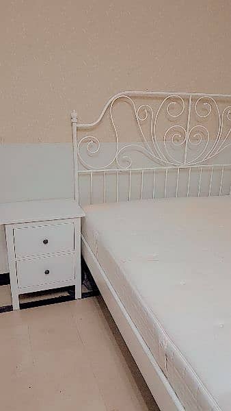 ikea iron frame bed with matress and ne side table 1