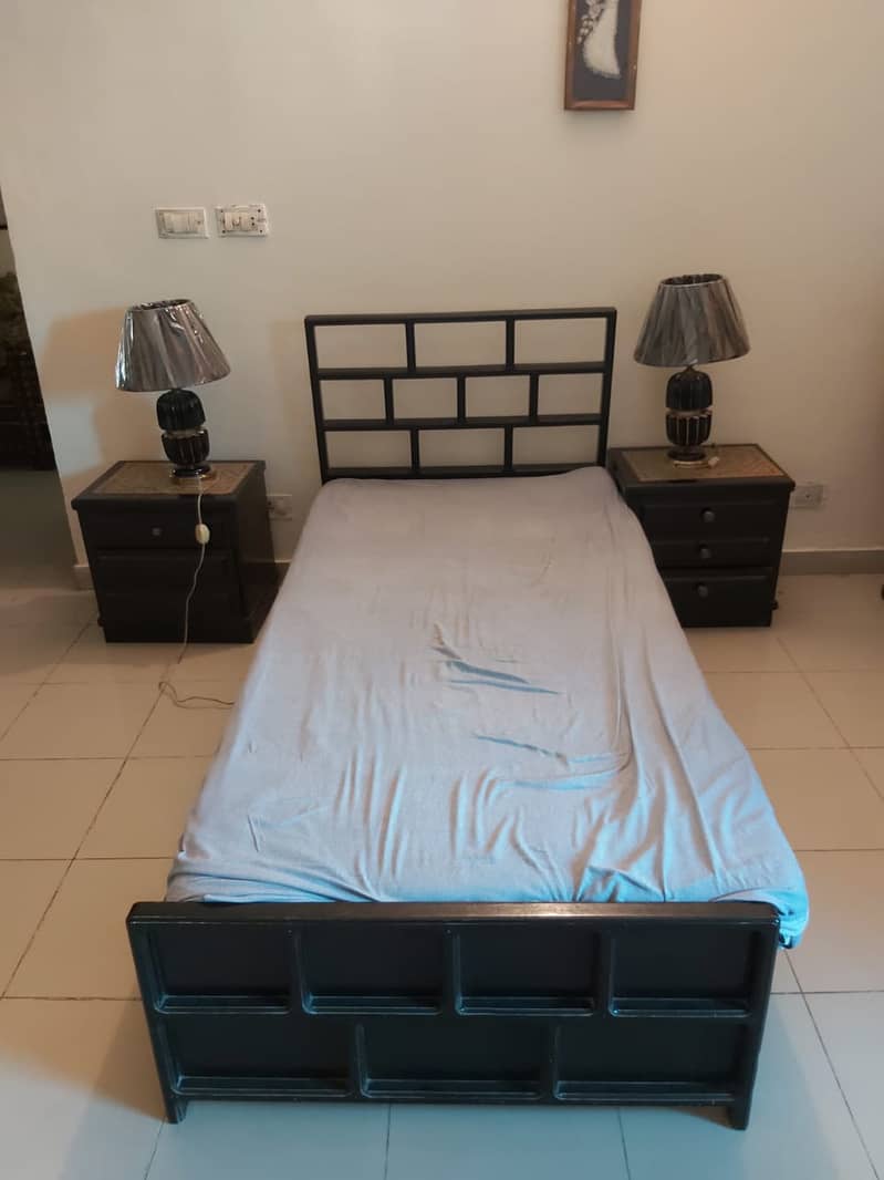 Single Bed with Side tables and Matres 1