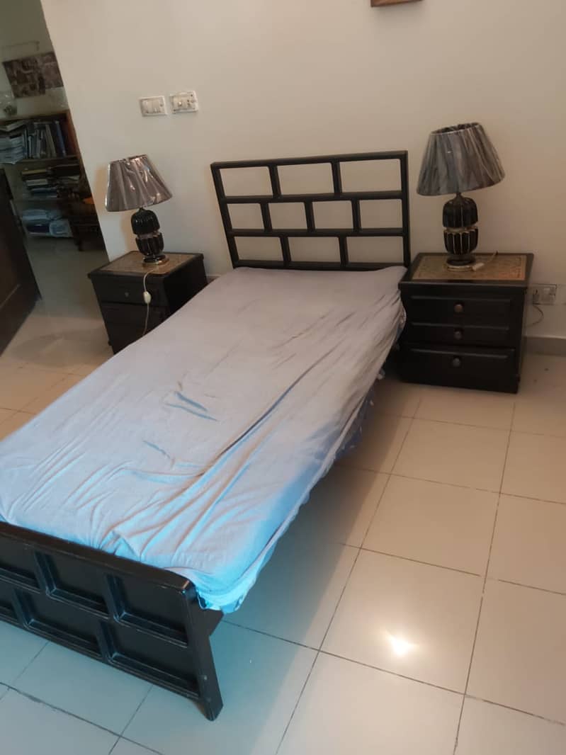 Single Bed with Side tables and Matres 3