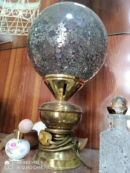 Vintage Brass Murano Spotted Glass Table Lamp 1