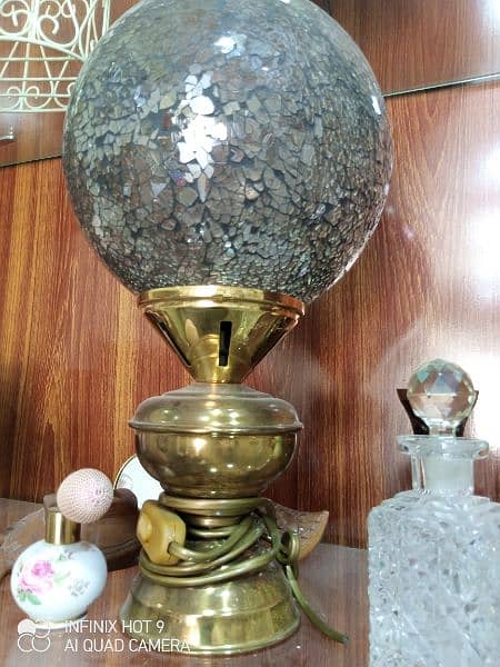 Vintage Brass Murano Spotted Glass Table Lamp 3