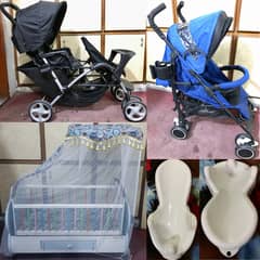 Baby Duo Stroller, Single Stroller, Baby Bed & Swing, Baby Bath Tub