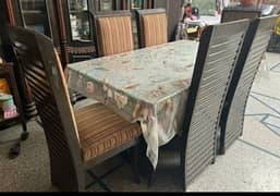 Urgent sale 6 chairs full size dining table with full size glass