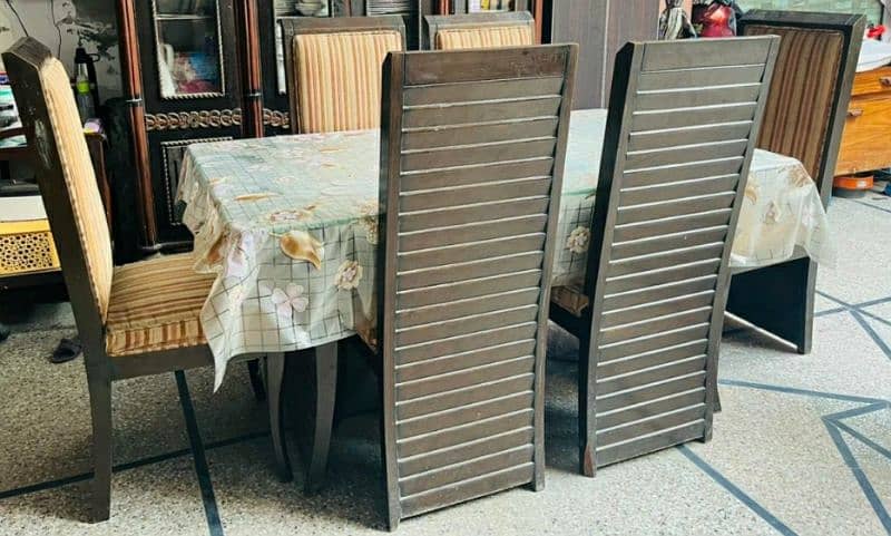 Urgent sale 6 chairs full size dining table with full size glass 1