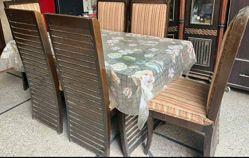 Urgent sale 6 chairs full size dining table with full size glass 2