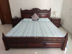 Wooden Bed with side tables - Excellent Condition