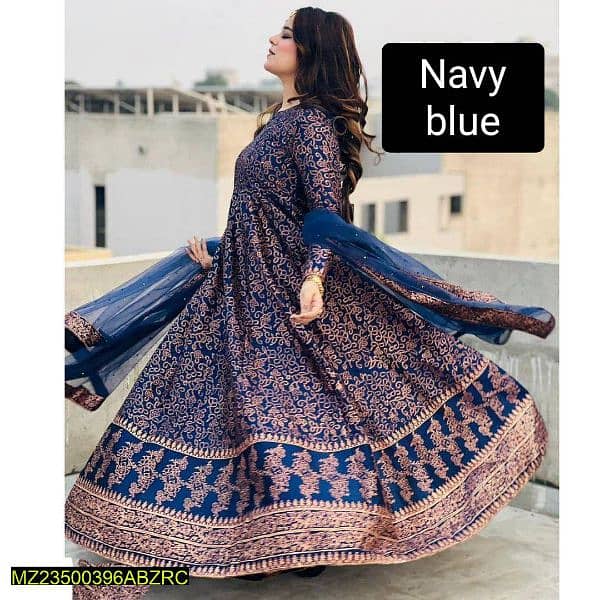 Three piece stitched katan Silk digital print maxi 1