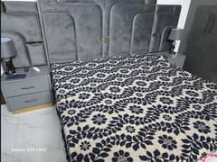 King size bed with 2 side tables puffy and king size mattress