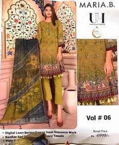 Fancy design ladies suit Maria. B unstiched suit available in 10colour