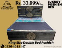 King Size Double Bed / Poshish bed / bedset / wooden bedset / Luxury B