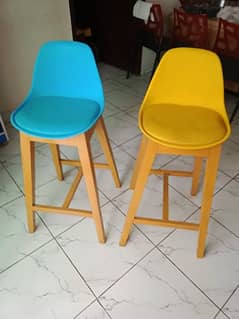 Kitchen Wooden Stools with Colorful Designs in Good Condition