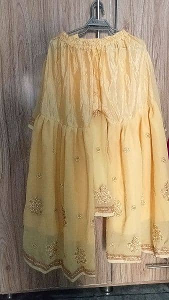 yellow colur sharara for mehndi 1