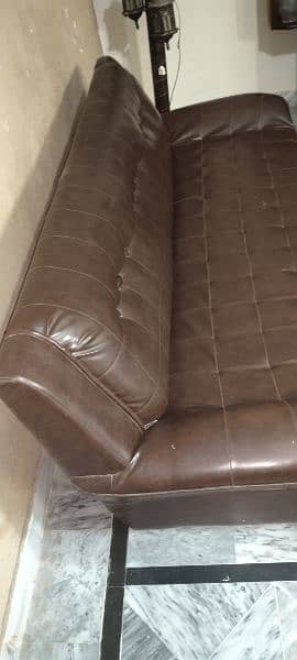 leather 5 seater sofa set with mirror centre table 9